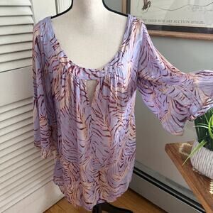 Ulf Andersson Tunic Medium Purple Sheer Animal Print Flowy Bohemian Resort Beach